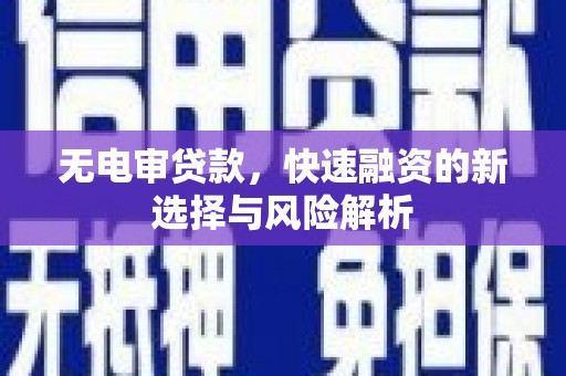 银海无电审贷款，快速融资的新选择与风险解析